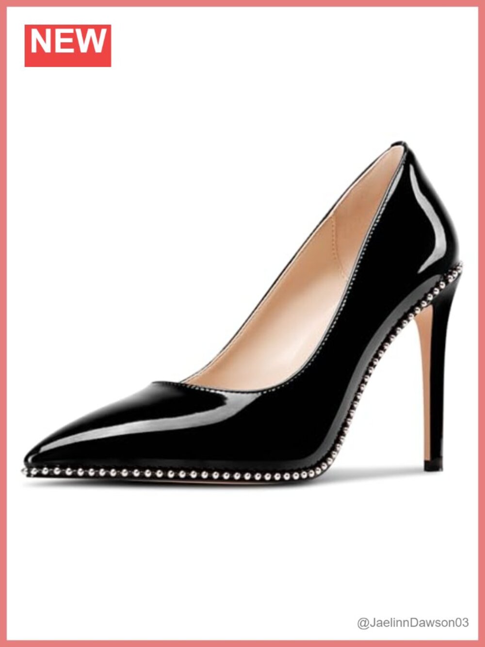 Women's Stiletto Heels Beaded Pointed Toe Slip On Pumps 3.9" Heel Party